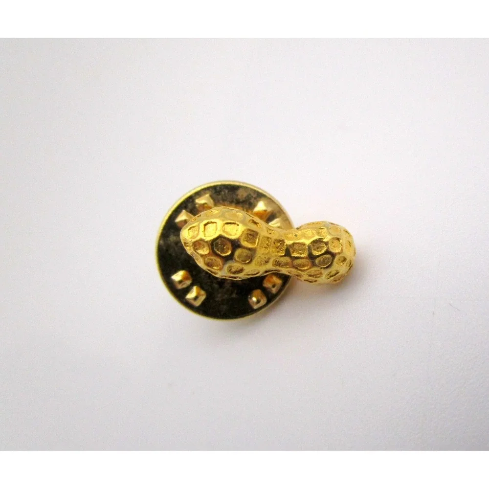 Peanut in Shell Vintage Tie Tack Lapel Pin Gold Tone